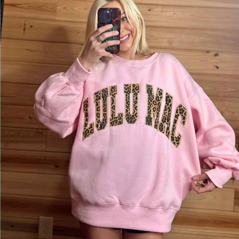 Pink Cheetah Lulu Mac Sweatshirt NWT